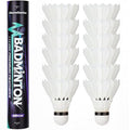 AboveGenius Premium Goose Feather Shuttlecocks 12-pack organized in professional training tube
